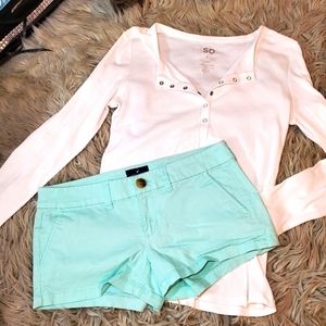 AEO Mint Stretch Shorties